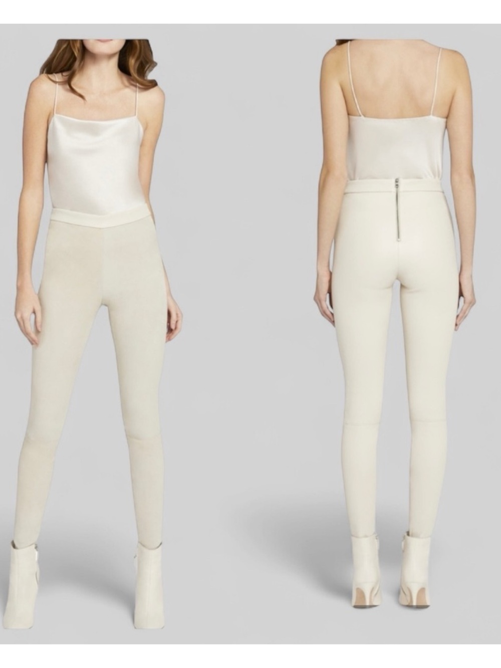 Alice + Olivia Off-White Skinny Leather Pants